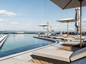 Studio 35m featuring adouble view of apool and sea in Hadaba