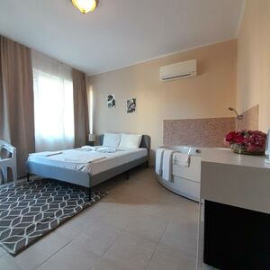  stylishly furnished studio with a jacuzzi in the room itsel