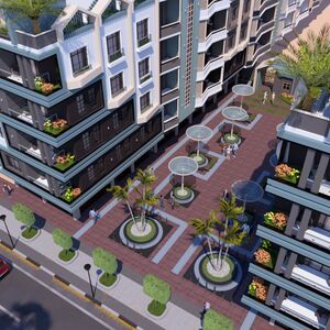 A 57 sqm apartment with a direct view of the swimming pool 