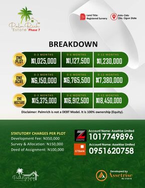 PalmRich payment plan